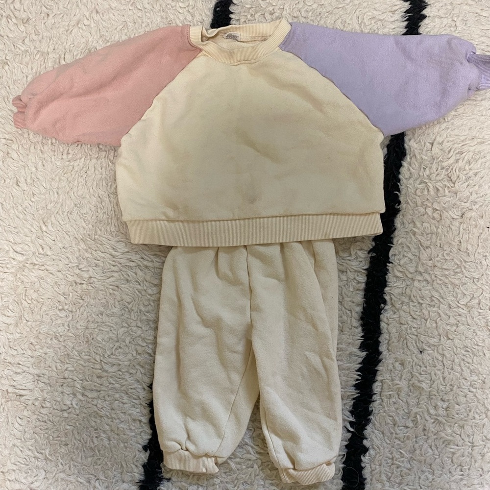 ATNOON Kids Colorblock Sweatshirt & Jogger Pants Set - PINK